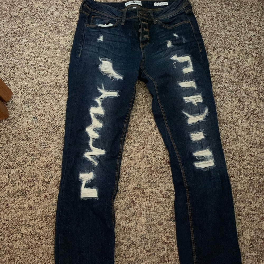 High rise ripped relaxed skinny jeans